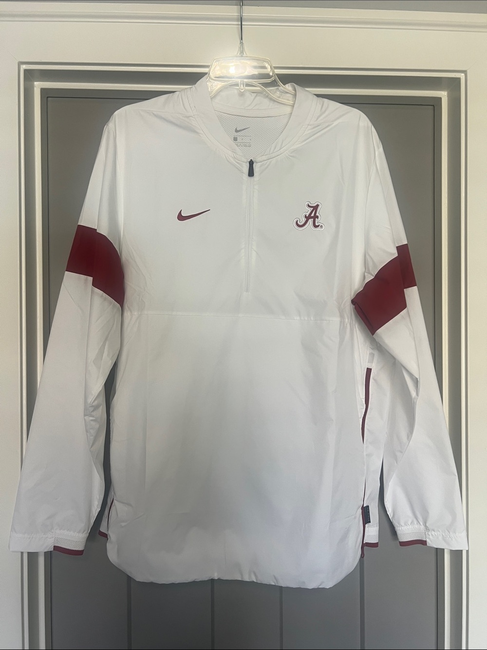 Nike White and Crimson Alabama Pullover Windbreaker